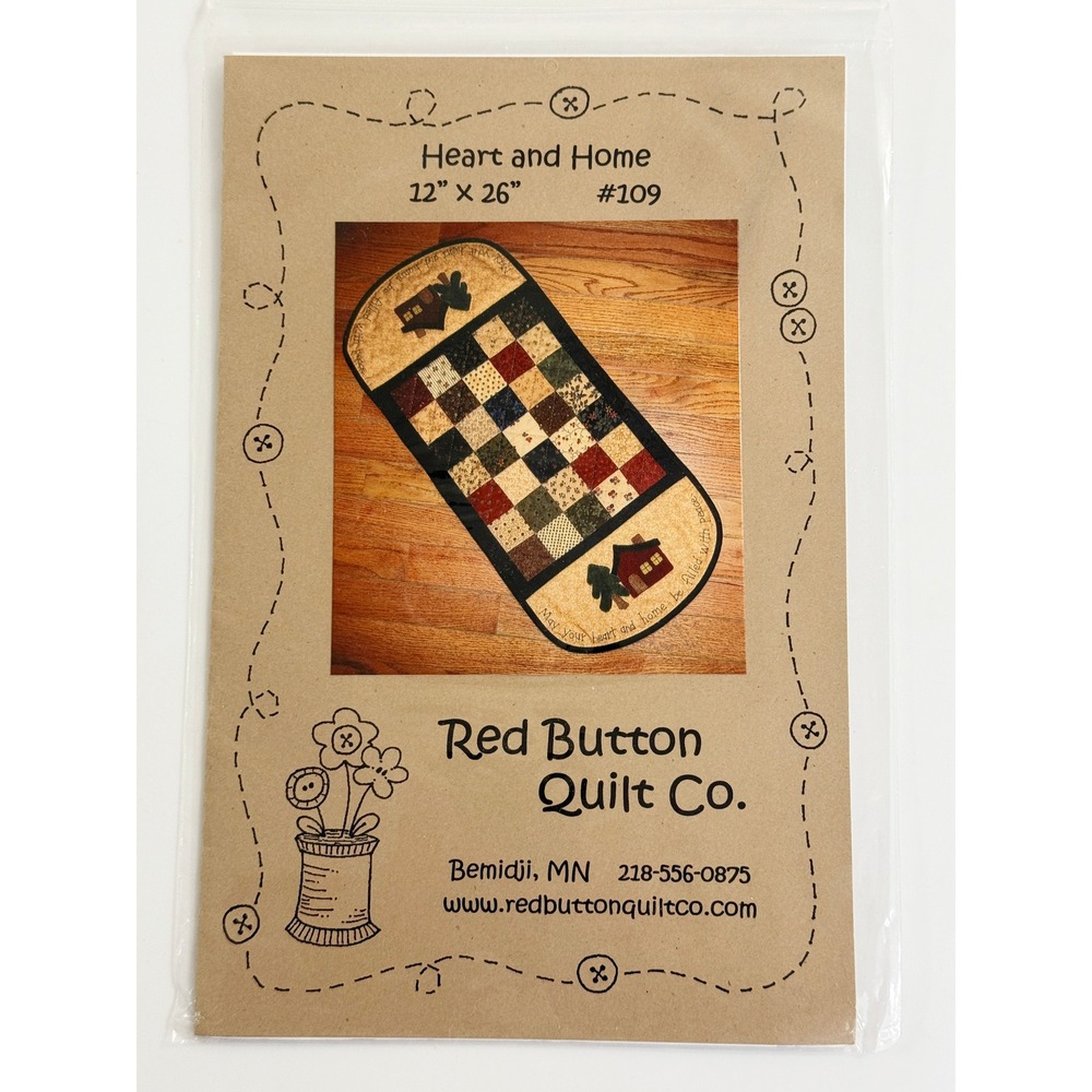 Red Button Quilt Co. Pattern Tan Heart and Home Table‎ Runner 109